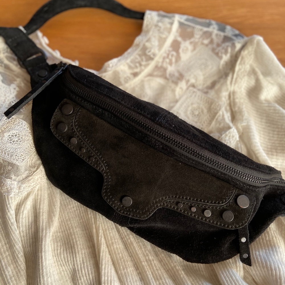 Free People Black Suede Sling Bag